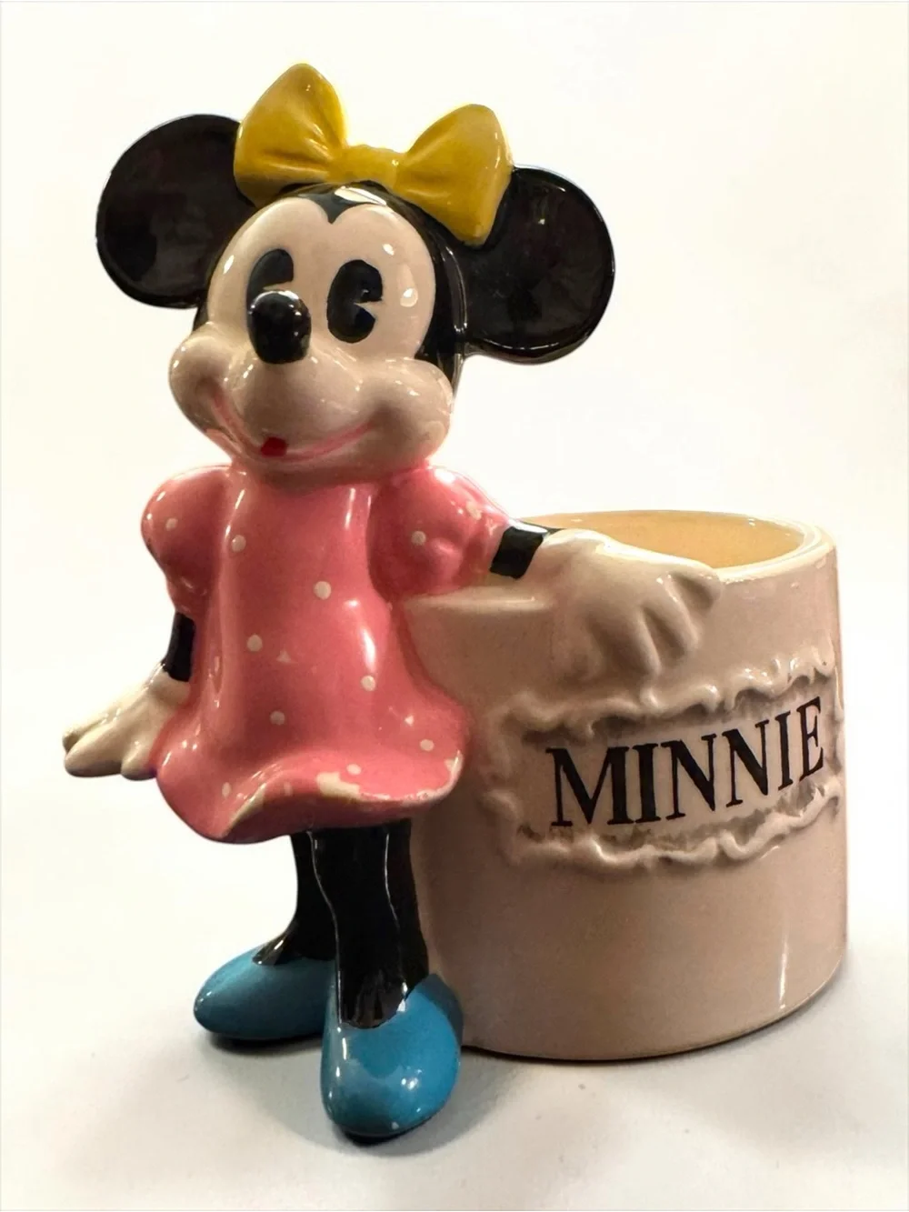 Vintage Walt Disney Productions Minnie Mouse Small Ceramic Planter Japan